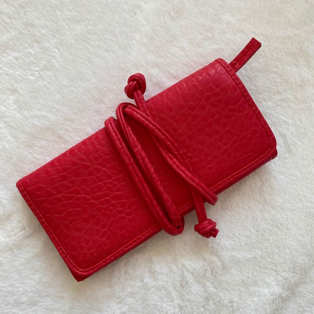 Gorjana Faux Red Leather Jewelry Roll